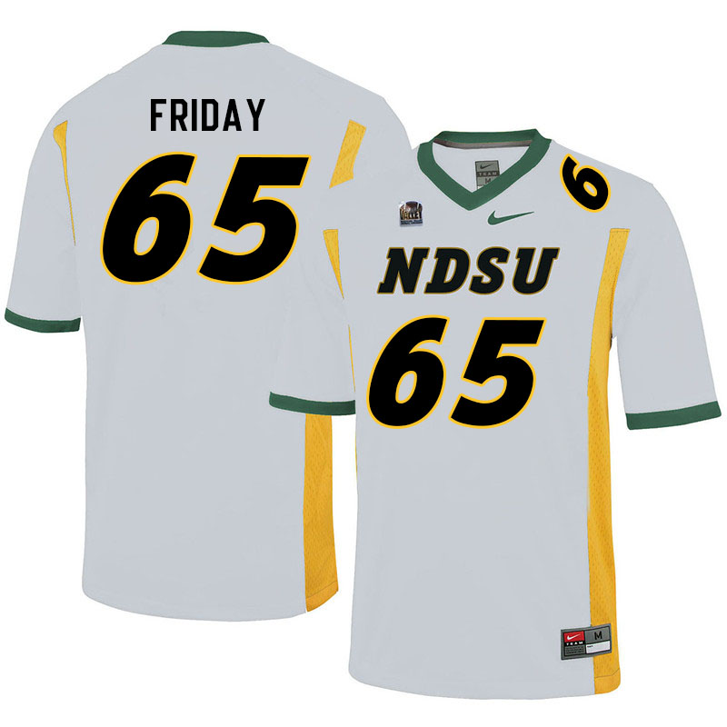 Men #65 Bryce Friday North Dakota State Bison College Football Jerseys Sale-White - Click Image to Close